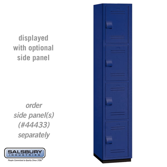 15" Wide Four Tier Heavy Duty Plastic Locker - 1 Wide - 6 Feet High - 18 Inches Deep - Blue