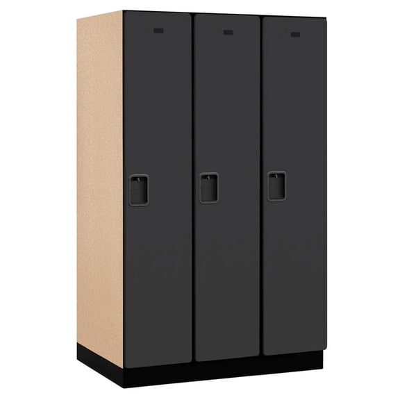 Extra Wide Designer Wood Locker - Single Tier - 3 Wide - 6 Feet High - 24 Inches Deep - Black