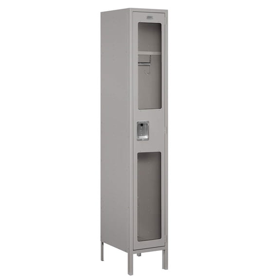 15" Wide Single Tier See-Through Metal Locker - 1 Wide - 6 Feet High - 18 Inches Deep - Gray - Unassembled