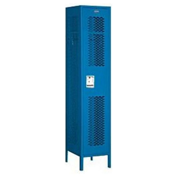 Extra Wide Vented Metal Locker - Single Tier - 1 Wide - 6 Feet High - 15 Inches Deep - Blue - Unassembled