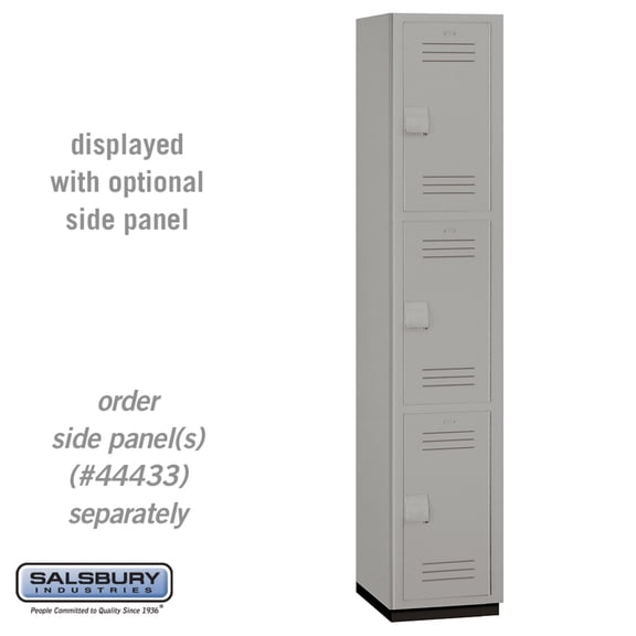 15" Wide Triple Tier Heavy Duty Plastic Locker - 1 Wide - 6 Feet High - 18 Inches Deep - Gray