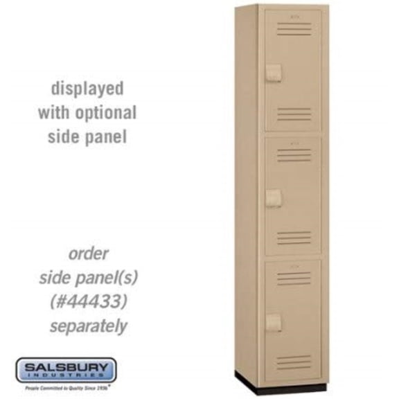 15" Wide Triple Tier Heavy Duty Plastic Locker - 1 Wide - 6 Feet High - 18 Inches Deep - Tan