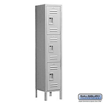 Extra Wide Standard Metal Locker - Triple Tier - 1 Wide - 6 Feet High - 18 Inches Deep - Gray - Assembled