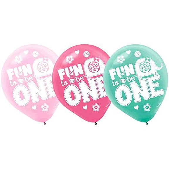 15 Wild Fun to Be One Pink Girl's 1st Birthday Party Printed 12" Latex Balloons
