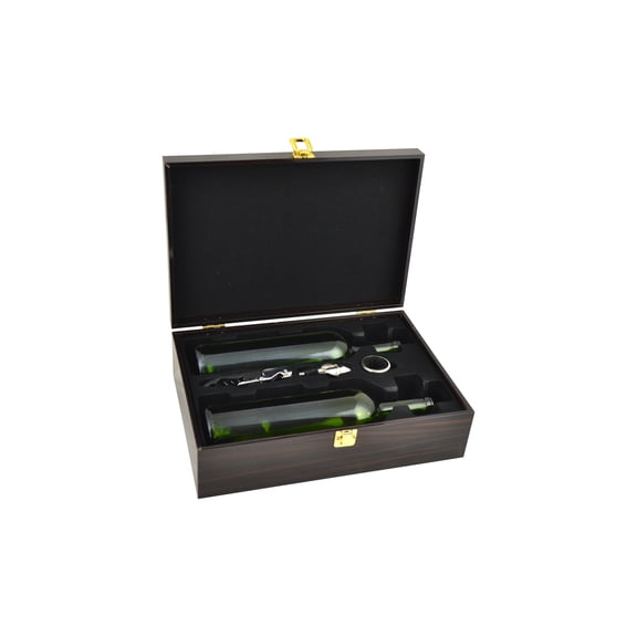 15" Wood Double Wine Bottle Holder w Accessories