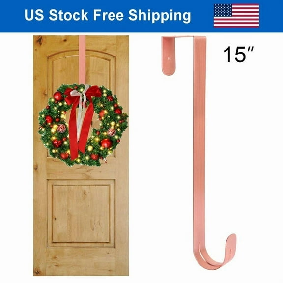 15" Wreath Hanger Over Door Metal Hook Clothes Hanger For Door Decoration Copper