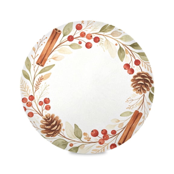 15" Wreath Pattern Printed Round Placemats Set of 1 Heat Resistant Table Mat for Kitchen for Party Deco