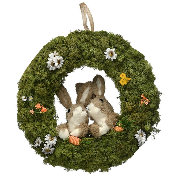 15 in. Easter Wreath with 2 Rabbits in Center