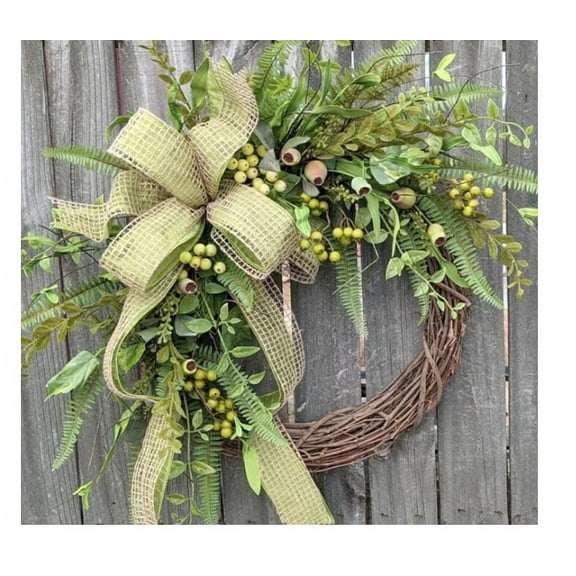 Under $15! Wreaths for front Door Kingtowag Artificial Floral Wreath, Simulation Plant Pastoral Style Door Hanging Decoration Poppy Fruit, Greenery Wreath for Porch, Window, Home, Farmhouse