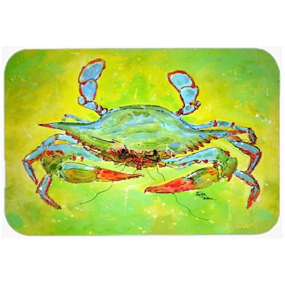 15 X 12 In. Bright Green Blue Crab Glass Cutting Board Large Size