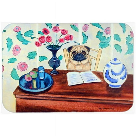 15 X 12 In. Fawn Pug reading in the kitchen Glass Cutting Board