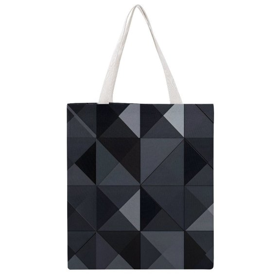 15 X 16.1in Large Martin Canvas Tote Bag Can Be Reused Multi-Purpose Large Capacity Design With Two Straps Dark Gray Geometric Patterns_1 (1)