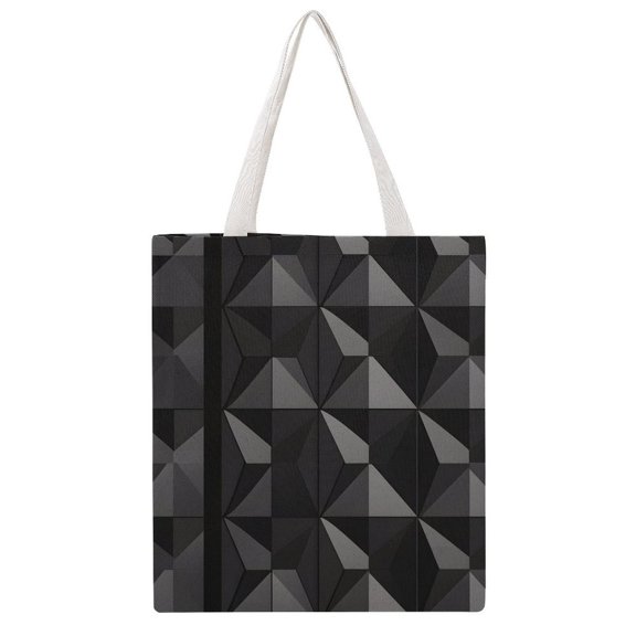 15 X 16.1in Large Martin Canvas Tote Bag Can Be Reused Multi-Purpose Large Capacity Design With Two Straps Dark Gray Geometric Patterns_1 (2)