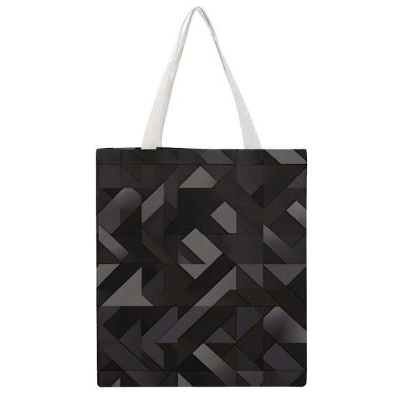 15 X 16.1in Large Martin Canvas Tote Bag Can Be Reused Multi-Purpose Large Capacity Design With Two Straps Dark Gray Geometric Patterns_1 (3)