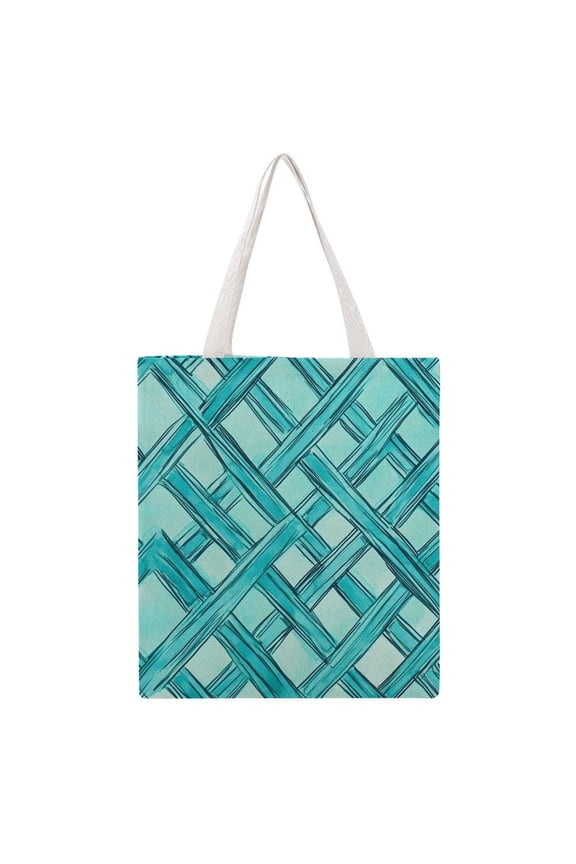 15 X 16.1in Large Martin Canvas Tote Bag Can Be Reused Multi-Purpose Large Capacity Design With Two Straps Turquoise Moroccan Trellis Hand-drawn Sketch_62922_2
