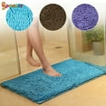 thumbnail image 1 of 15" X 23" Non-Slip Bathroom Rug Shag Shower Mat Machine-Washable Bath Mats with Water Absorbent Soft Microfibers Carpet "Blue", 1 of 7