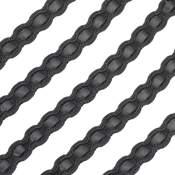 15 Yard Faux Leather Braid Trims Black Flat Braid Strap Trim Lace Ribbon for Home Decor 1/2 inch(13mm) Wide