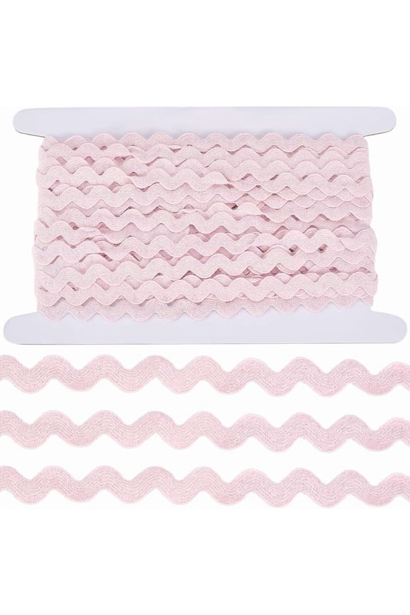 15 Yards 1/2 Inch Wool Yarn Rick Rack Trim for Sewing Pink RIC Rac Rickrack Lace Wave Ribbon Zig Zag Wave Bending Lace Trim S Shaped Fabric for DIY Crafts Christmas Wedding Dress