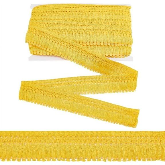 15 Yards 1.57 Inch Floral Yellow Cotton Tassel Fringe Trim Sewing Fringe Trim Lace Trim Ribbon Trimming Curtain Border Trim for Clothes Sewing Dress Lamp Shade Rugs Blanket Decoration Gold