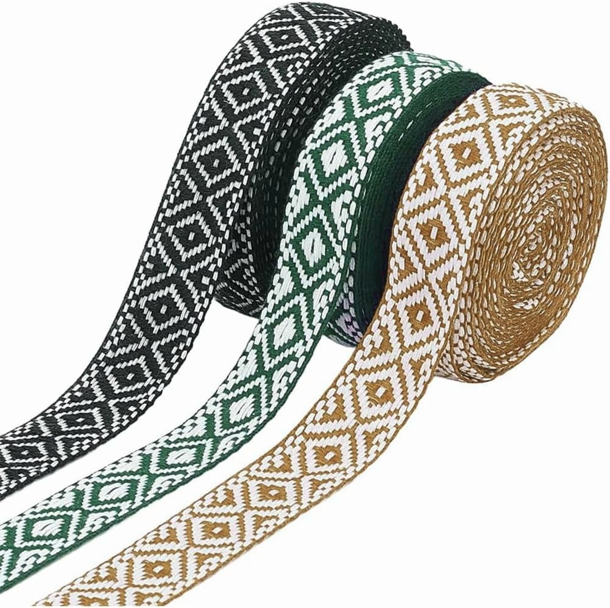 Barig Ribbons 15 Yards 3 Colors Boho Jacquard Ribbon Trim 7/8 Inch Rhombus Woven ...