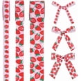 Red Ribbon Realism 15 Yards 3 Styles Polyester Jacquard Ribbon Strawberry Pattern Red 5/8 ...