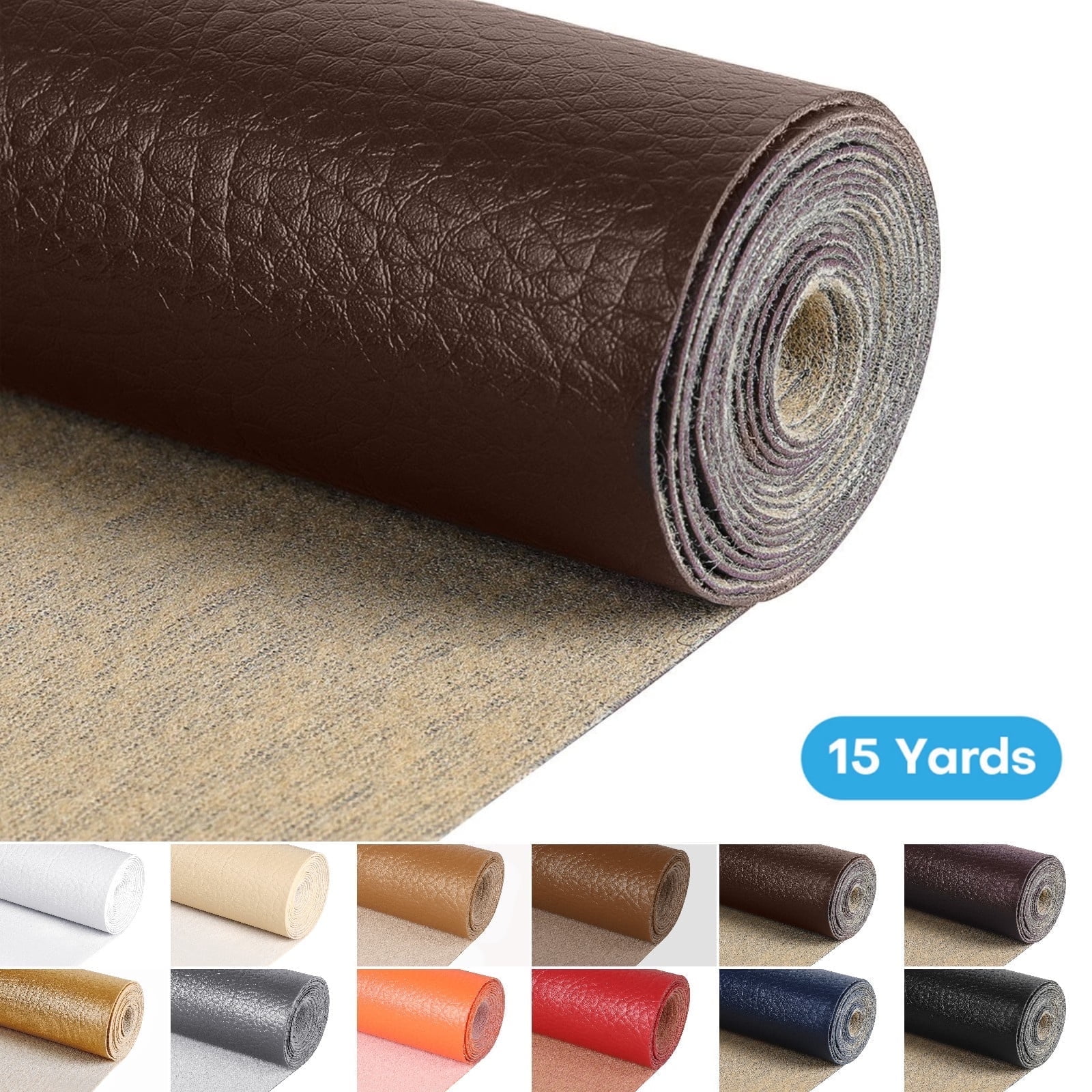 15 Yards 54" Wide Vinyl Faux Leather Fabric Cotton Back Home Decor Fabric for Hand Crafts DIY Craft Upholstery