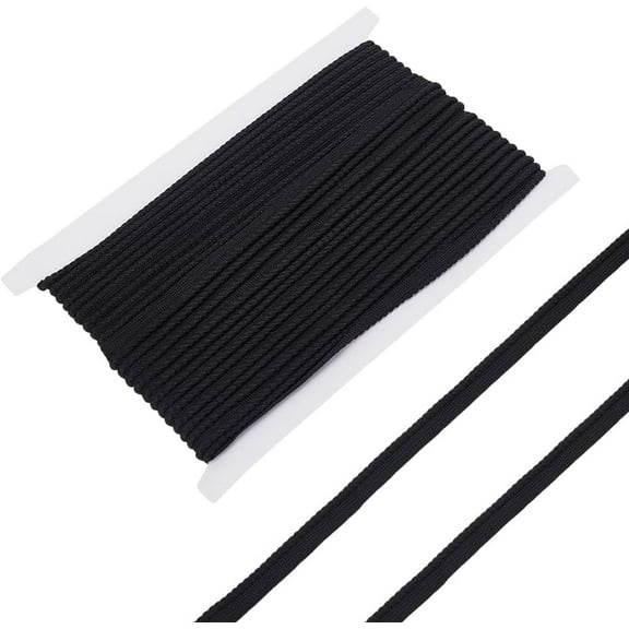 15 Yards Black Twist Lip Cord Trim 3/8 Inch Twist Rope Cord with Lip Polyester Edge Piping Trim Cord Rope Embellishment for Sewing Clothing Pillows Lamps Draperies