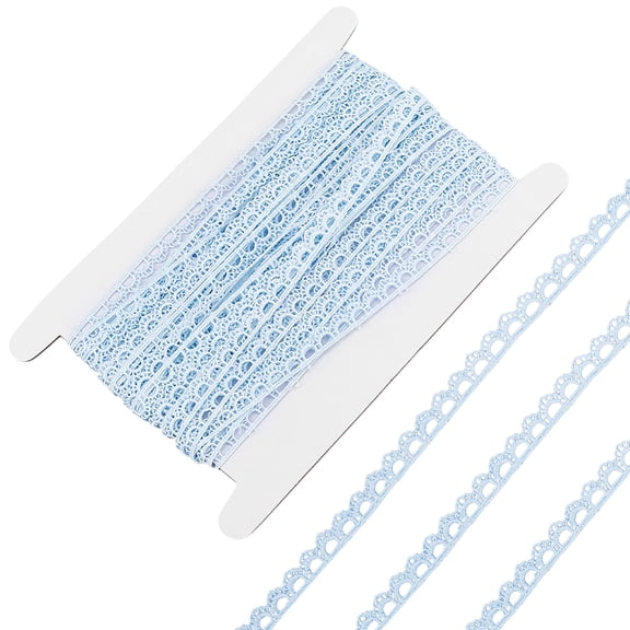 15 Yards Blue Lace Ribbon 0.35 Inch Embroidered Crochet Lace Trim Clothing Embellishment Stretch Edging Trim DIY