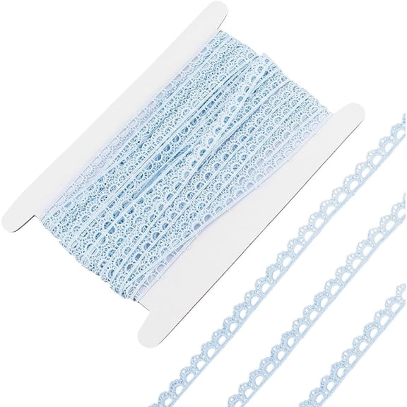15 Yards Blue Lace Ribbon 0.35 Inch Embroidered Crochet Lace Trim Clothing Embellishment Stretch Edging Trim