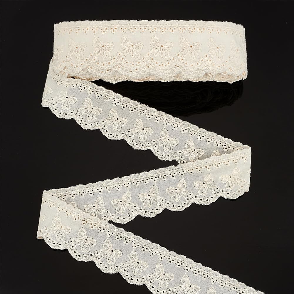 15 Yards Bowknot Eyelet Lace Ribbon 1-5/8 inch Wide Light Yellow ...