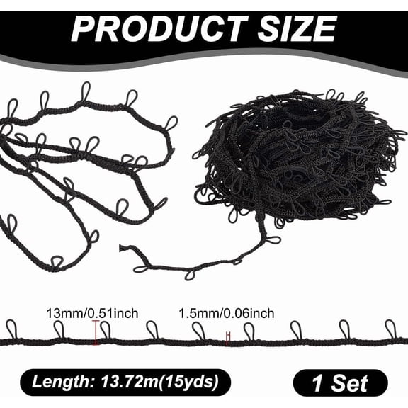 15 Yards Braid Trim with Elastic Button Loops Black Button Loop Tape Sewing Dress Zipper Extender Buttonhole Lace Trim for Wedding Bridal Dress Costume Collars DIY Crafts