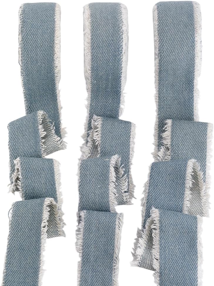 15 Yards Denim Ribbons 1 inch Rustic Frayed Fringes Fabric Ribbon ...