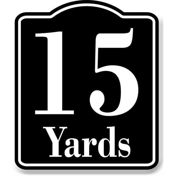 15 Yards Distance Marker Running Race 5k Marathon BLACK Aluminum Composite Sign, 15"x18"
