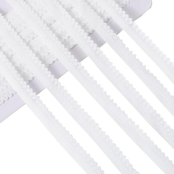 15 Yards Elastic Lace Trim 12mm Wide White Stretch Edge Lingerie Edging Trimming Webbing Crocheted Lace Cord Ribbon DIY