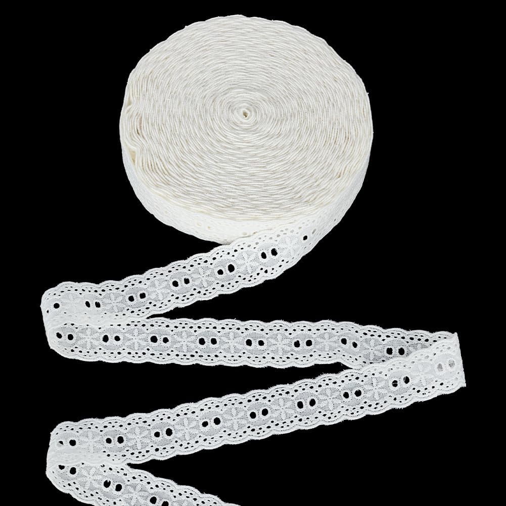 15 Yards Eyelet Lace Trim 1-1/8 inch Wide Cotton Flower Lace Ribbon ...