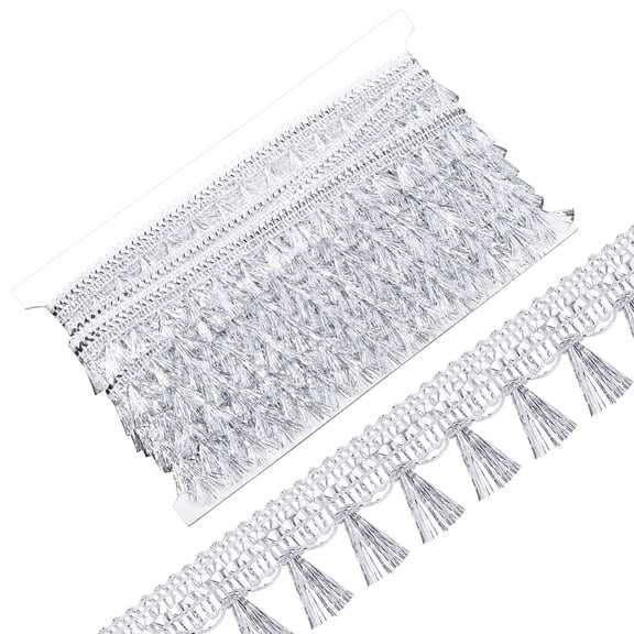 15 Yards Filigree Polyester Lace Fringe Trim Tassel Lace Ribbon for Clothing Accessories WhiteSmoke 1-1/8 inch(27mm) DIY
