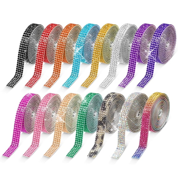 15 Yards Self Adhesive Bedazzling Strips, 0.35 Rhinestone Ribbon,Mixed Color Rhinestone Tape Kit for DIY Crafts Gift Wrapping Wedding Decor Phone