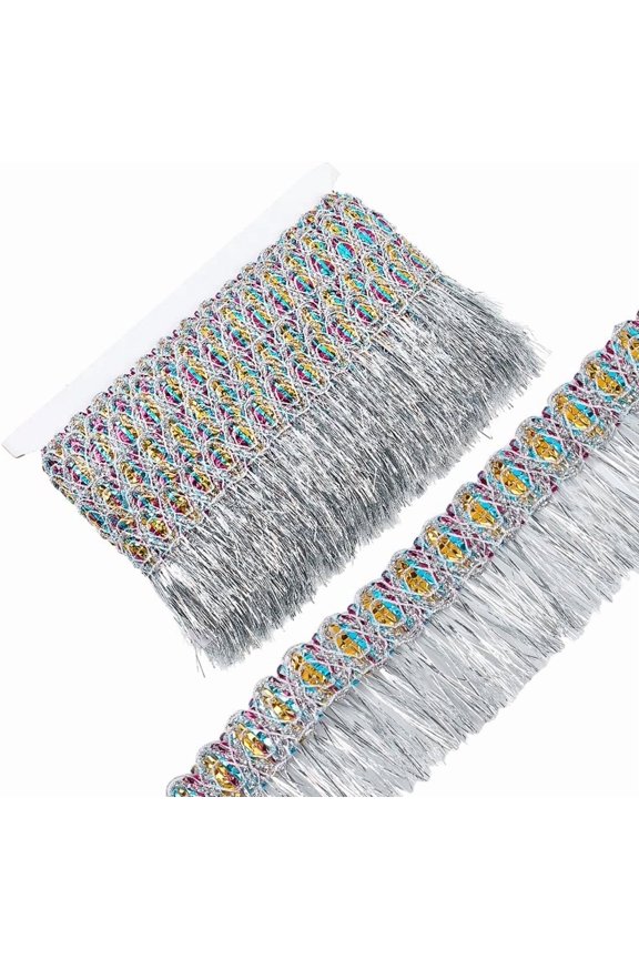 15 Yards Silver Fringe Tassel Trim 63mm Metallic Tassel Ribbon Polyester Fringe Trim Lace Edging Triming