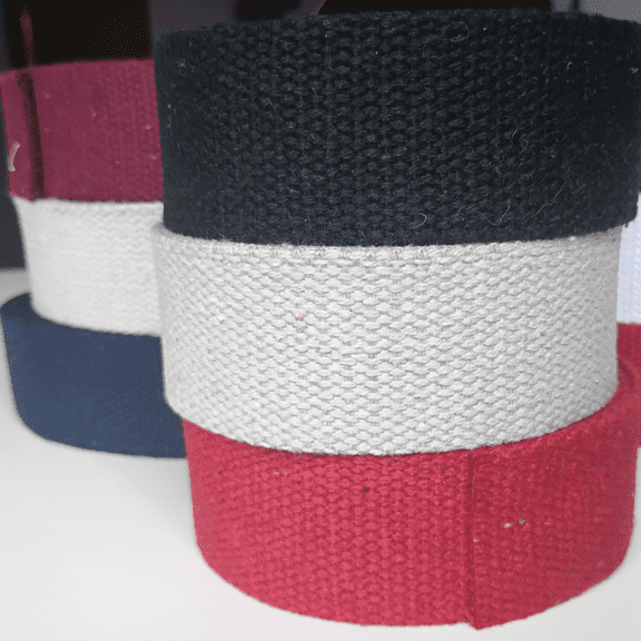 15 Yards Total Cotton Webbing Strap Set  Dream Trimming Goods 1.5 Inch Heavy Cotton Webbing, Natural Red Black (3 x 5 Yards) for Bags, Belts & Sewing Crafts