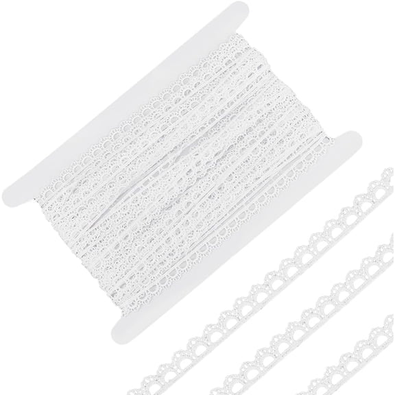 15 Yards White Lace Ribbon 0.35 Inch Embroidered Crochet Lace Trim Clothing Embellishment Stretch Edging Trim