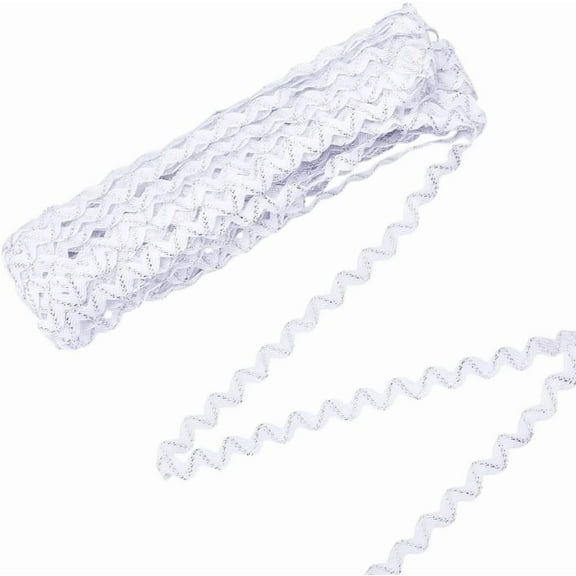 15 Yards White Rick Rack Trim Ribbon 1/4 inch Wave Bending Fringe Trim Silverline Design Woven Zig Zag Ribbon