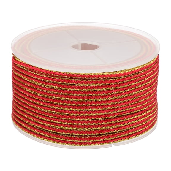 Uxcell Braided Cord, Metallic Bracelet Knotting Macrame Cord Braiding Beading Thread Twine Rope for String Knitting DIY Jewelry Making Plant Wall Hanger Red