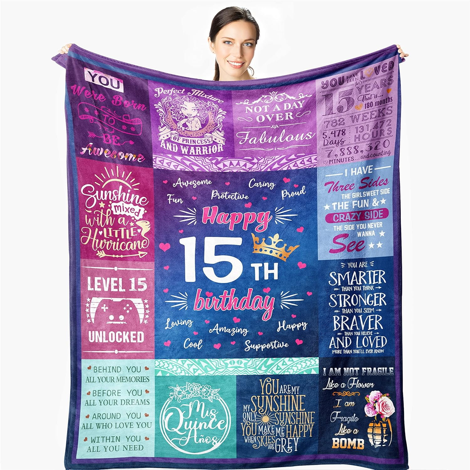 15 Year Old Girl Gifts for Birthday - Quinceanera Gifts Blanket - Gifts ...