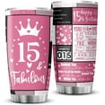 thumbnail image 1 of 15 Year Old Girl Gifts Tumbler - Gifts for 15 Year Old Girls - 15 Birthday Gift Ideas - 15 Birthday Decorations for Girls Stainless steel 21oz Tumbler\u2026, 1 of 6