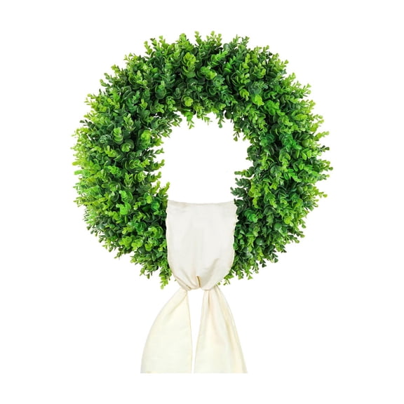 15" Year-Round Wall Decor, Boxwood Wreaths Front Door Artificial Spring Wreath. Wreaths for Front Door Farmhouse Wedding Green Year Round for Summer Wreath St Patricks Day Decorations, B