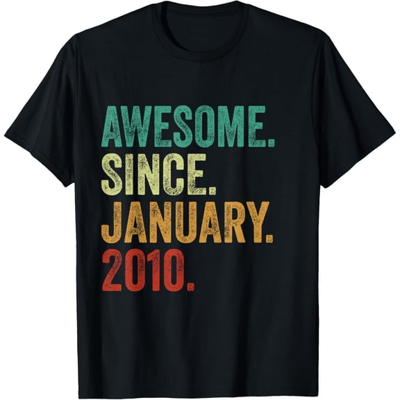 15 Years Old Awesome Since January 2010 15th Birthday T-Shirt