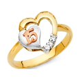 thumbnail image 1 of 15 Years Ring Heart Solid 14k Yellow White Rose Gold CZ Quinceanera Band Satin Polished Fancy, Size 7.5, 1 of 1
