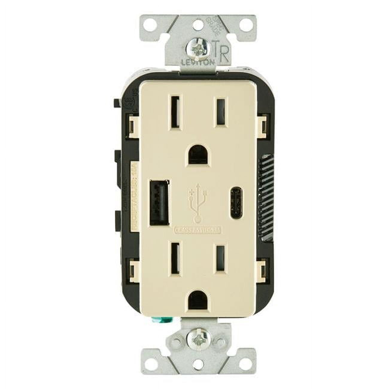 15 amp 125 V Ivory Outlet & USB Charger - Nema 5-15R