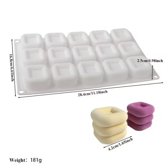 15-cavity mini three-ring three-dimensional square mousse, pudding baking mold, kitchen baking tools
