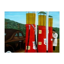 15 cents a gallon - Painting Gas Station Classic Car Vintage Retro Art Deco Unframed Wall Art Print 5 x 7 inches